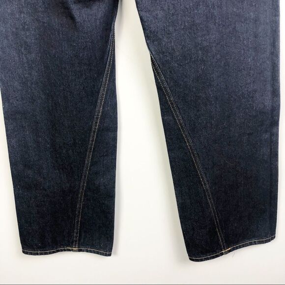 ZARA | NEW High Rise Button Fly Jeans Dark Wash Straight Leg Twisted Seam Size 6 - Picture 6 of 10